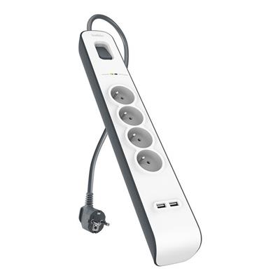 Belkin BSV401VF2M-V2 4lü 2M Akım Korumalı Priz + 2li 2.4A USB Girişi
