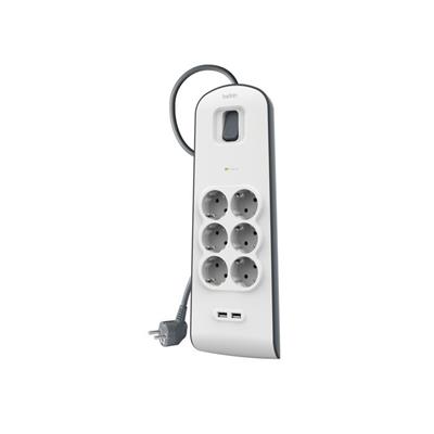 Belkin BSV604VF2M-V2 6lı 2M Akım Koruma Priz+2x USB-A