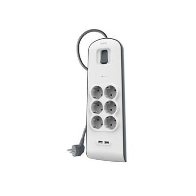 Belkin BSV604VF2M-V2 6lı 2M Akım Koruma Priz+2x USB-A