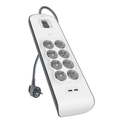 Belkin BSV804VF2M-V2 8li 2M Akım Koruma Priz+2x USB-A