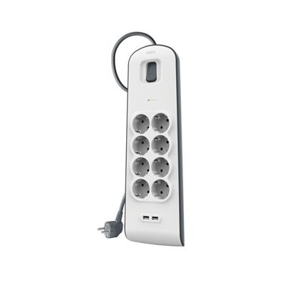 Belkin BSV804VF2M-V2 8li 2M Akım Koruma Priz+2x USB-A