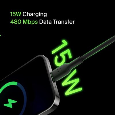 Belkin CAB001BT1MBK BoostCharge USB-C - USB-A 15W 1M Şarj ve Data Kablosu - Siyah