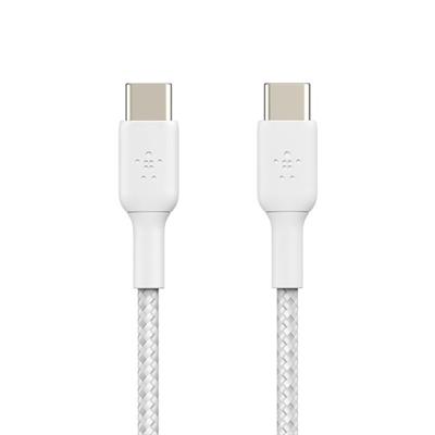 Belkin CAB004BT1MWH BoostCharge 60W USB-C to USB-C 1M Örgülü Şarj Kablosu – Beyaz