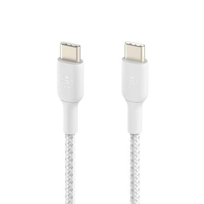 Belkin CAB004BT1MWH BoostCharge 60W USB-C to USB-C 1M Örgülü Şarj Kablosu – Beyaz