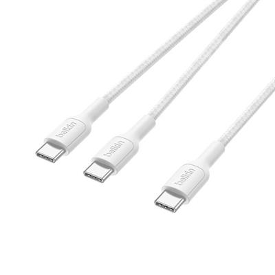 Belkin CAC004HQ1.5MWH Boostcharge Pro 140W Usb-C To Dual Usb-C Örgülü Kablo 1.5M - Beyaz