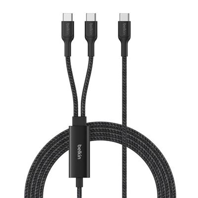 Belkin CAC004HQ1.5MBK Boostcharge Pro 140W Usb-C To Dual Usb-C Örgülü Kablo 1.5M - Siyah