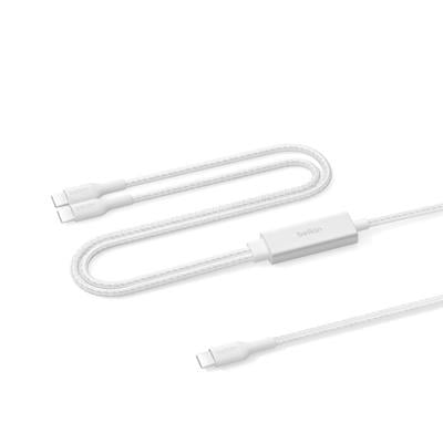 Belkin CAC004HQ1.5MWH Boostcharge Pro 140W Usb-C To Dual Usb-C Örgülü Kablo 1.5M - Beyaz