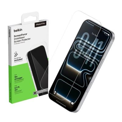 Belkin OVA238HQ ScreenForce InvisiGlass iPhone 17 Pro Uyumlu (Kolay Hizalama Kitli) Temperli Cam Ekran Koruyucu