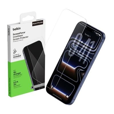 Belkin OVA239HQ ScreenForce InvisiGlass iPhone 17 Pro Max Uyumlu (Kolay Hizalama Kitli) Temperli Cam Ekran Koruyucu