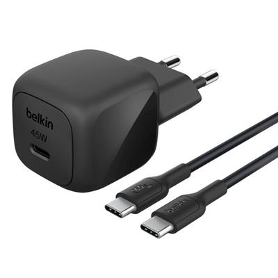 Belkin WCA013KQ1MBK-B6 BoostCharge 45W USB-C Hızlı Şarj Aleti + USB-C Kablo - Siyah