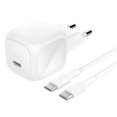 Belkin WCA013KQ1MWH-B6 BoostCharge 45 W USB-C Hızlı Şarj Aleti + USB-C Kablo – Beyaz