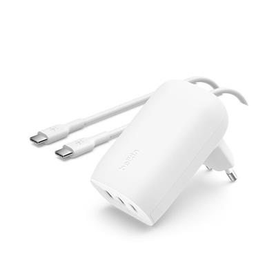 Belkin WCC002VF2MWH-B6 BoostCharge 67W 3 Port USB-C Hızlı Şarj Aleti + USB-C/USB-C 2M Kablo – Beyaz