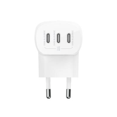 Belkin WCC002VF2MWH-B6 BoostCharge 67W 3 Port USB-C Hızlı Şarj Aleti + USB-C/USB-C 2M Kablo – Beyaz