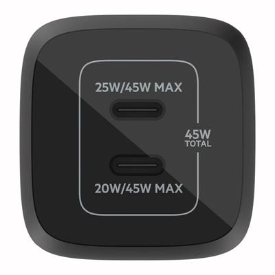 Belkin WCH011VFBK BoostCharge Pro 45W GaN Çift USB-C Yüksek Hızlı Şarj Adaptörü - Siyah
