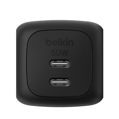 Belkin WCH019KQBK BoostCharge Pro 2-Port USB-C GaN 50W Şarj Adaptörü – Siyah