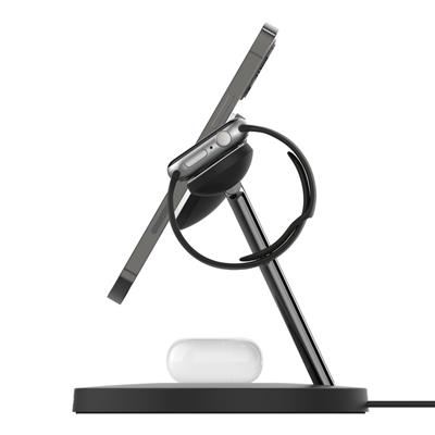 Belkin WIZ009VFBK-V2 BoostCharge PRO 3in1 Qi2 15W MagSafe Şarj Standı - Siyah 