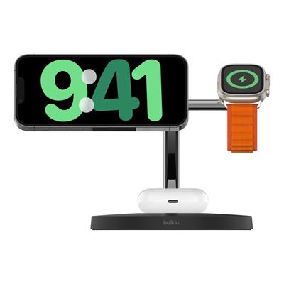 Belkin WIZ009VFBK-V2 BoostCharge PRO 3in1 Qi2 15W MagSafe Şarj Standı - Siyah 