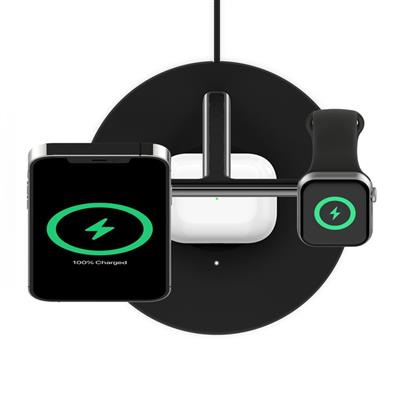 Belkin WIZ009VFBK-V2 BoostCharge PRO 3in1 Qi2 15W MagSafe Şarj Standı - Siyah 