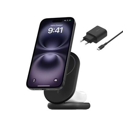Belkin WIZ028VFBK 2-in-1 Manyetik Katlanabilir Kablosuz Şarj Cihazı – Siyah
