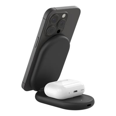 Belkin WIZ028VFBK 2-in-1 Manyetik Katlanabilir Kablosuz Şarj Cihazı – Siyah