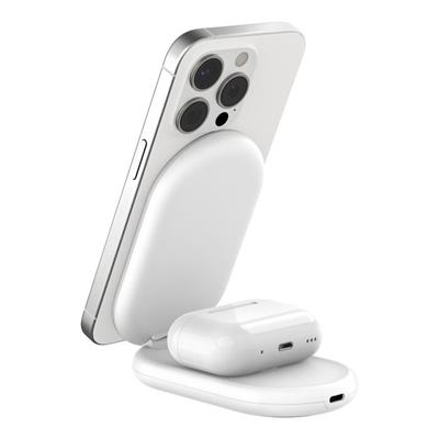 Belkin WIZ028VFWH BoostCharge Pro Katlanabilir Qi2 15W Kablosuz Şarj Standı - Beyaz