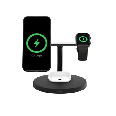 Belkin WIZ032KQBK BoostCharge Pro 3in1 Qi2 15W Kablosuz Şarj Standı - Siyah