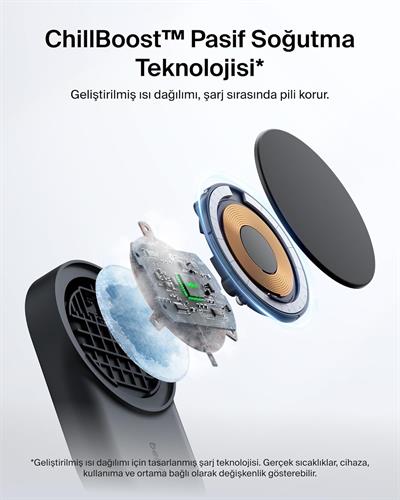 Belkin WIZ039KQBK UltraCharge 2-in-1 Katlanabilir Qi2 25W MagSafe Uyumlu Kablosuz Şarj Standı - Siyah