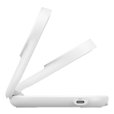Belkin WIZ039KQWH UltraCharge 2-in-1 Katlanabilir Qi2 25W MagSafe Uyumlu Kablosuz Şarj Standı - Beyaz
