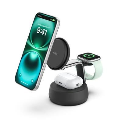 Belkin WIZ040KQCH BoostCharge Pro 3-in-1 Qi2 MagSafe Uyumlu 25W Manyetik Şarj Standı - Siyah