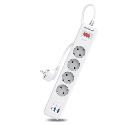 Honeywell 4lü Akım Koruyucu Priz 2x USB-A + 1x USB-C 20W PD - Beyaz