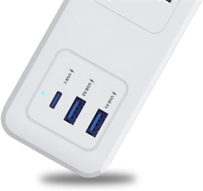 Honeywell 4lü Akım Koruyucu Priz 2x USB-A + 1x USB-C 20W PD - Beyaz