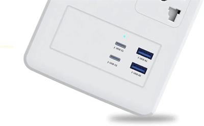 Honeywell 8li Akım Koruyucu Priz 2x USB-A + 2x USB-C 20W PD - Beyaz