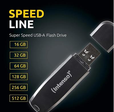 Intenso Speed Line 512 GB USB 3.2 Gen 1 Flash Bellek – Siyah