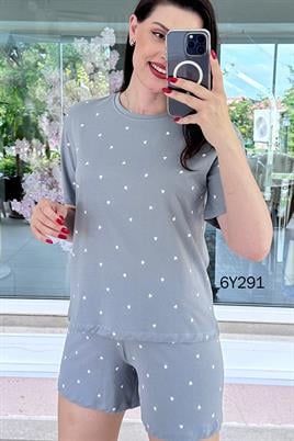 %100 Pamuk Süprem Penye Şortlu Pijama Takım