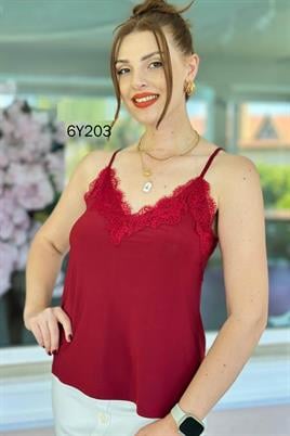 Askısı Ayarlanabilir Dantelli Sandy Bluz