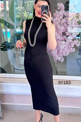 Buble Kumaş Etek Bluz Takım