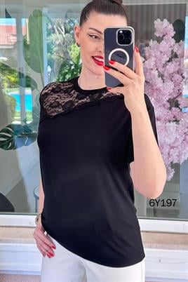 Dantel Detay Viskon Bluz