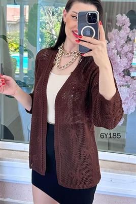 Fiyonk Desenli Ajurlu Triko Hırka