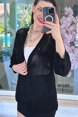 Fiyonk Desenli Ajurlu Triko Hırka