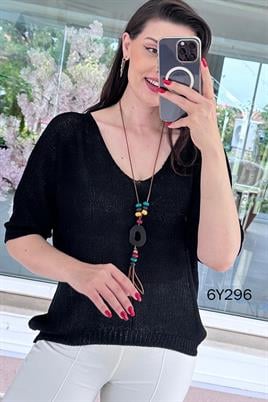 Kolye Hediyeli Triko Bluz