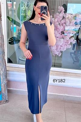 Kuş Gözü Detay Modal Elbise