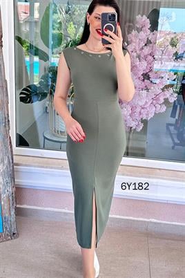 Kuş Gözü Detay Modal Elbise