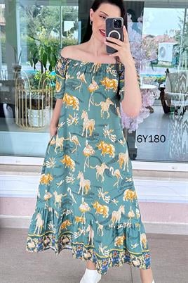 Madonna Yaka Viskon Elbise