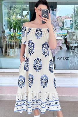 Madonna Yaka Viskon Elbise