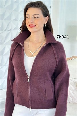 Polo Yaka Fermuarlı Triko Hırka