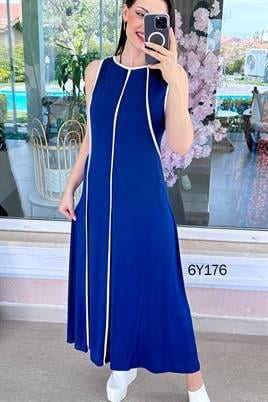 Şeritli Viskon Elbise