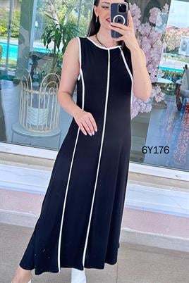 Şeritli Viskon Elbise