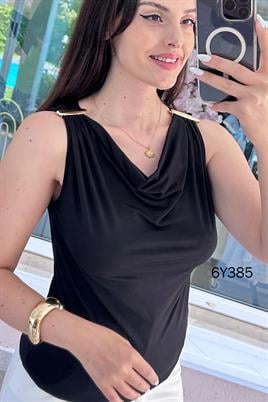 Sıfır Kol Sandy Kumaş Tokalı Bluz