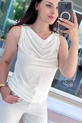 Sıfır Kol Sandy Kumaş Tokalı Bluz