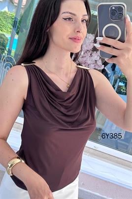 Sıfır Kol Sandy Kumaş Tokalı Bluz